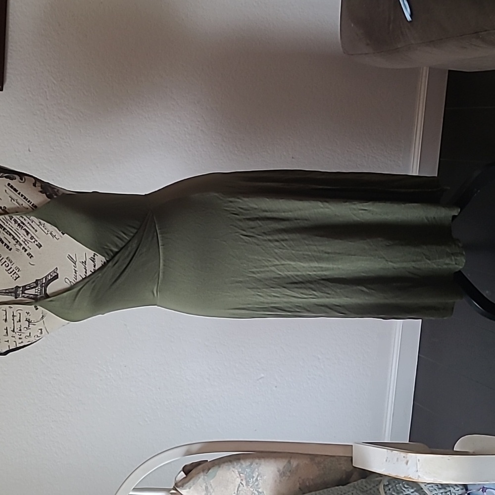 Olive green midi dress